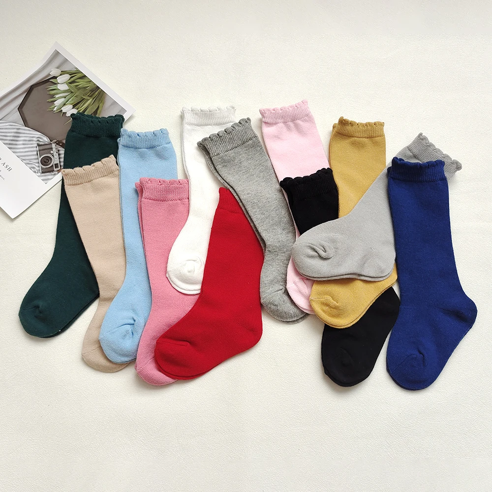 Новые детские носки хлопковые гольфы для девочек длинные носки-трубы