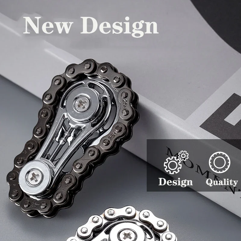 Фото Игрушки для взрослых Спиннер Антистресс Тревога Спираль на кончиках пальцев Edc Спиннер Звездочка Маховик Непоседа Металлическая велосипедная цепь Облегчение №3