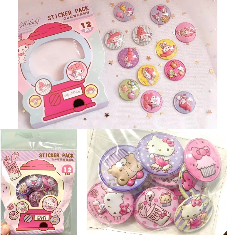 

cute cartoon My Melody Kittys stickers three-dimensional gashapon diy mobile phone case album decoration sticker paper