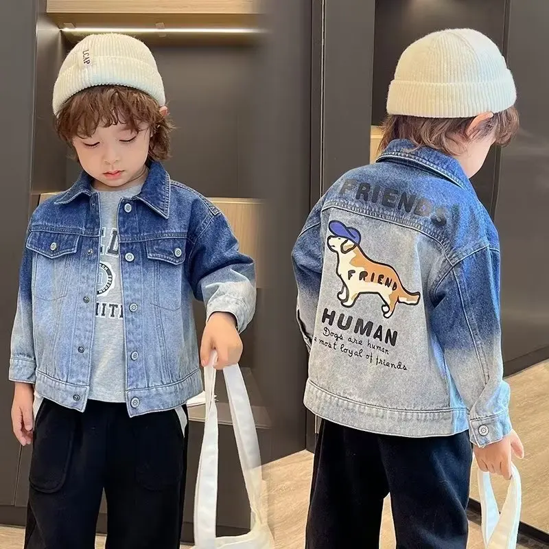 

Children's Denim Jacket Spring And Autumn New Children's Autumn Boys' Casual Lapel Top Baby Autumn Jacket Fashionable