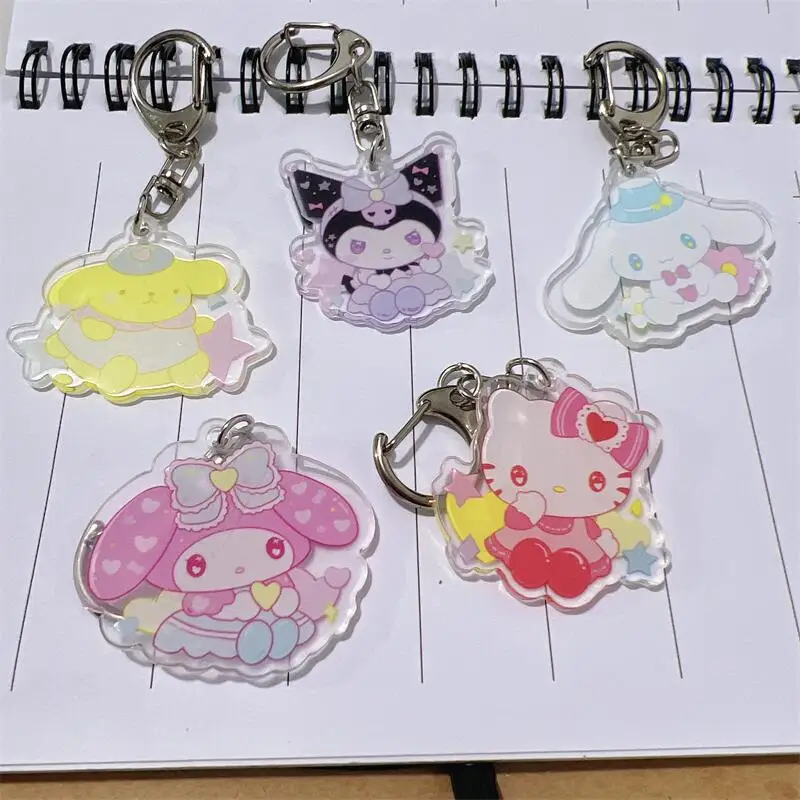 

Kawaii Hellokittys My Melody Kuromi Cinnamoroll Pompom Purin Sanrioed Keychain Cartoon Cute Anime Accessories Bag Pendant Gift