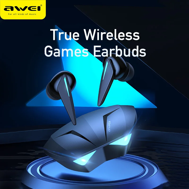 

AWEI T23 TWS V5.3 Bluetooth Wireless Headphones Gaming Earbuds Low Latency With Mic HiFi Sound Stereo Music Sports Earphone