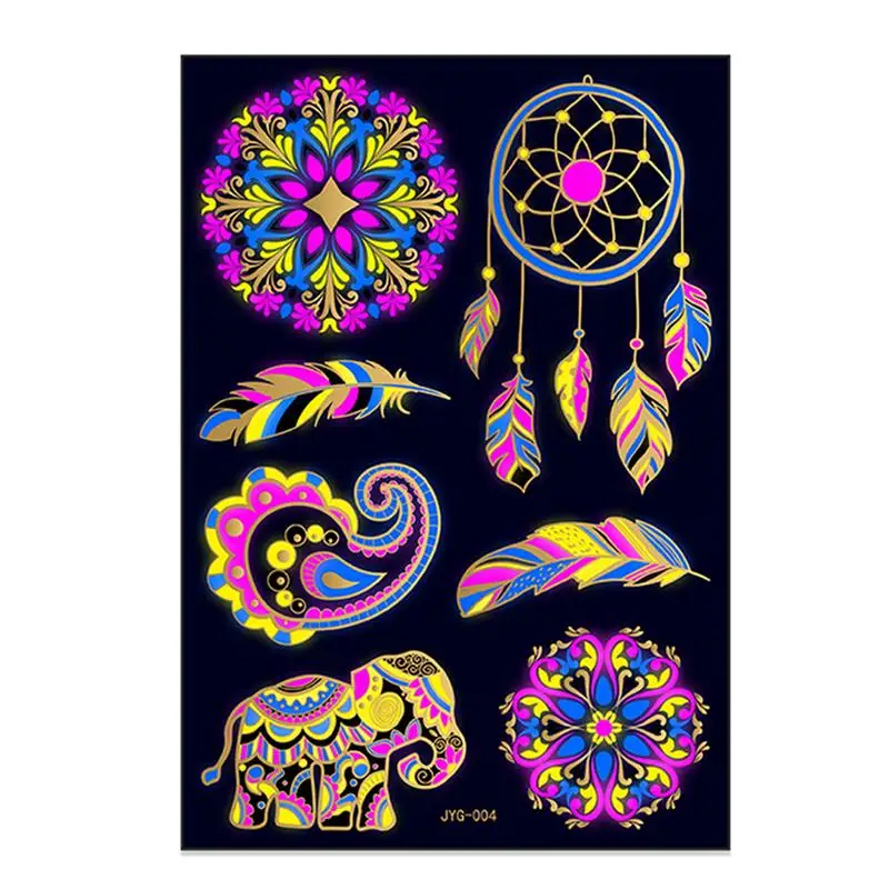 

Тату-наклейки флуоресцентный узор, временные наклейки, водонепроницаемые временные наклейки, Необычные наклейки для взрослых и
