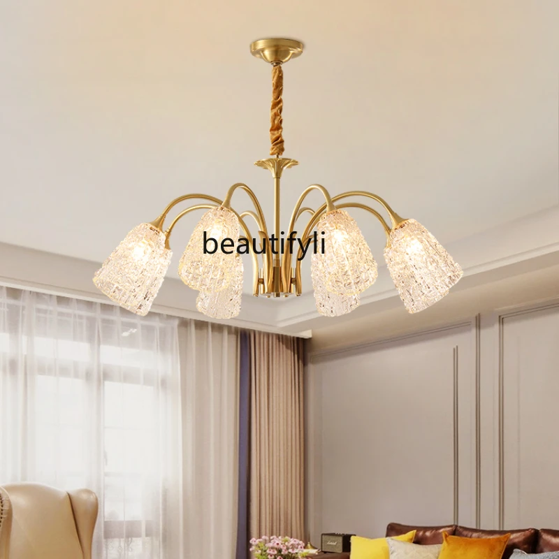 

CXH Bedroom Dining Room Lighting Villa Hall Retro Creative Copper Lamps