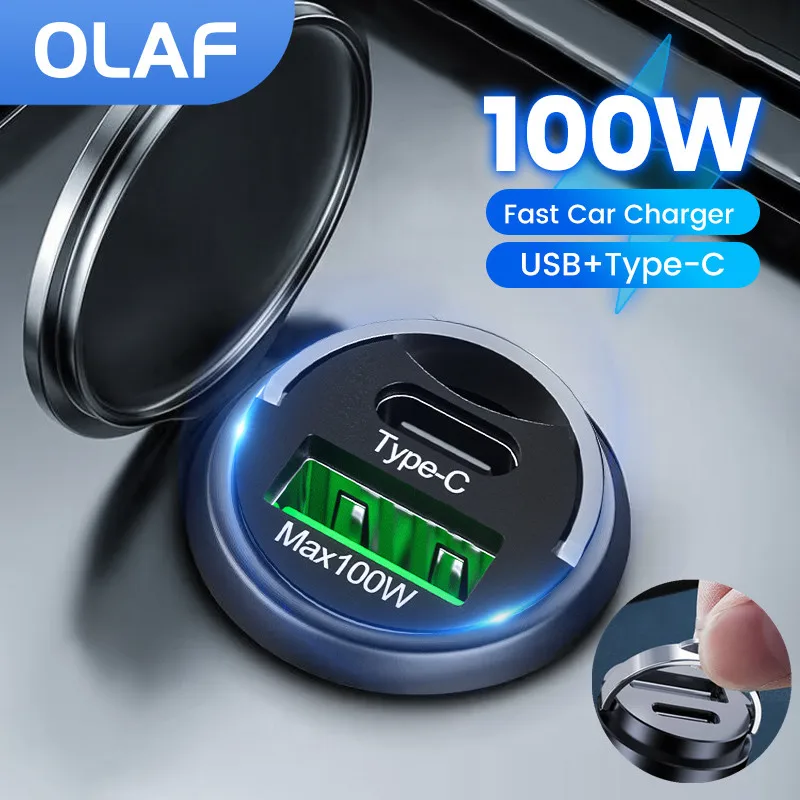 

Olaf 100W Car Charger Fast Charging USB Type C Car Charger Quick Charge QC3.0 Car Phone Charger For iphone Samsung Huawei Xiaomi