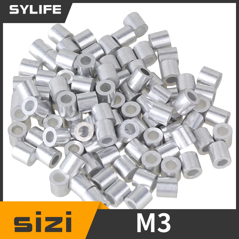 

100 Pieces Round Silver M3 Aluminum Ferrule Sleeve Clip for 3mm Wire Ropes