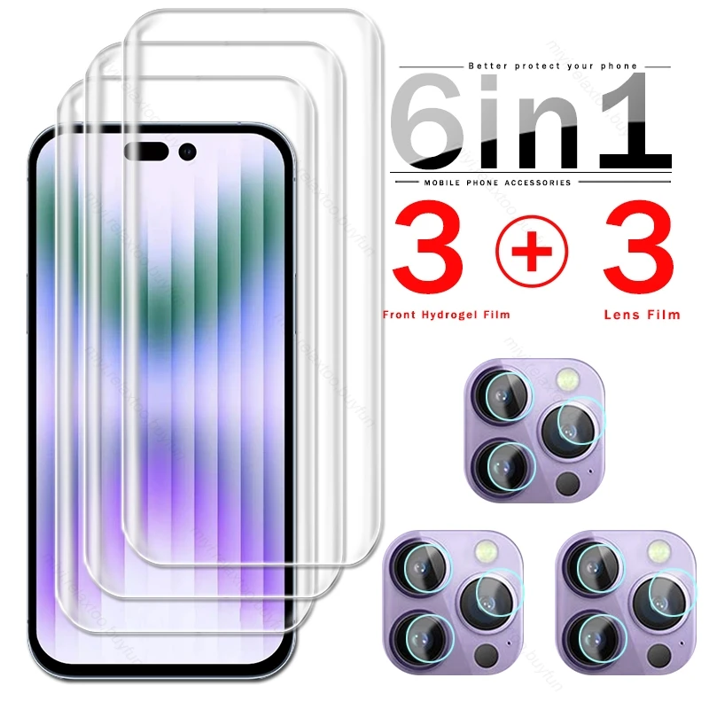 

Мягкая Гидрогелевая пленка 6 в 1 для Iphone 14 Pro Max, защита экрана, не стекло на Aifon I Phone 14 Iphone14 ProMax 14Max, стекло для камеры