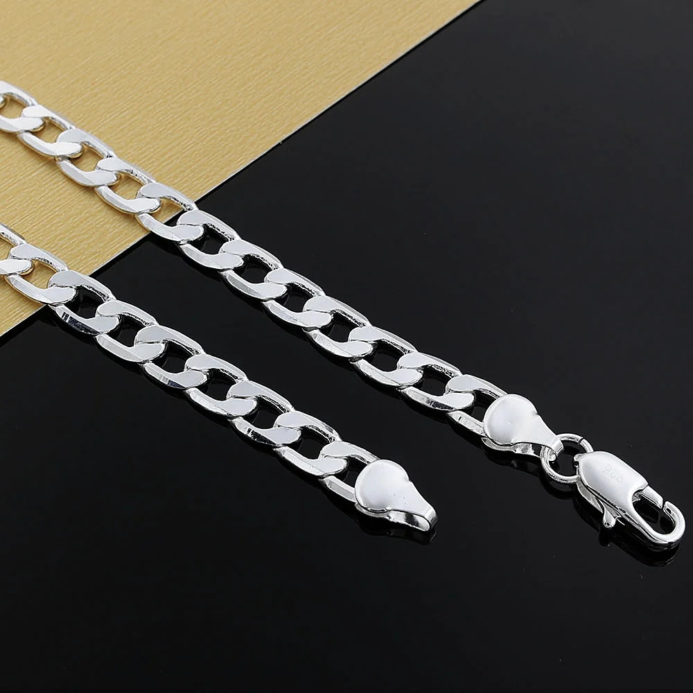 Women's 925 Sterling Silver Snake Necklaces Unisex 8MM Figaro Chain Fashion Vintage Men Jewelry 16-24Inch |