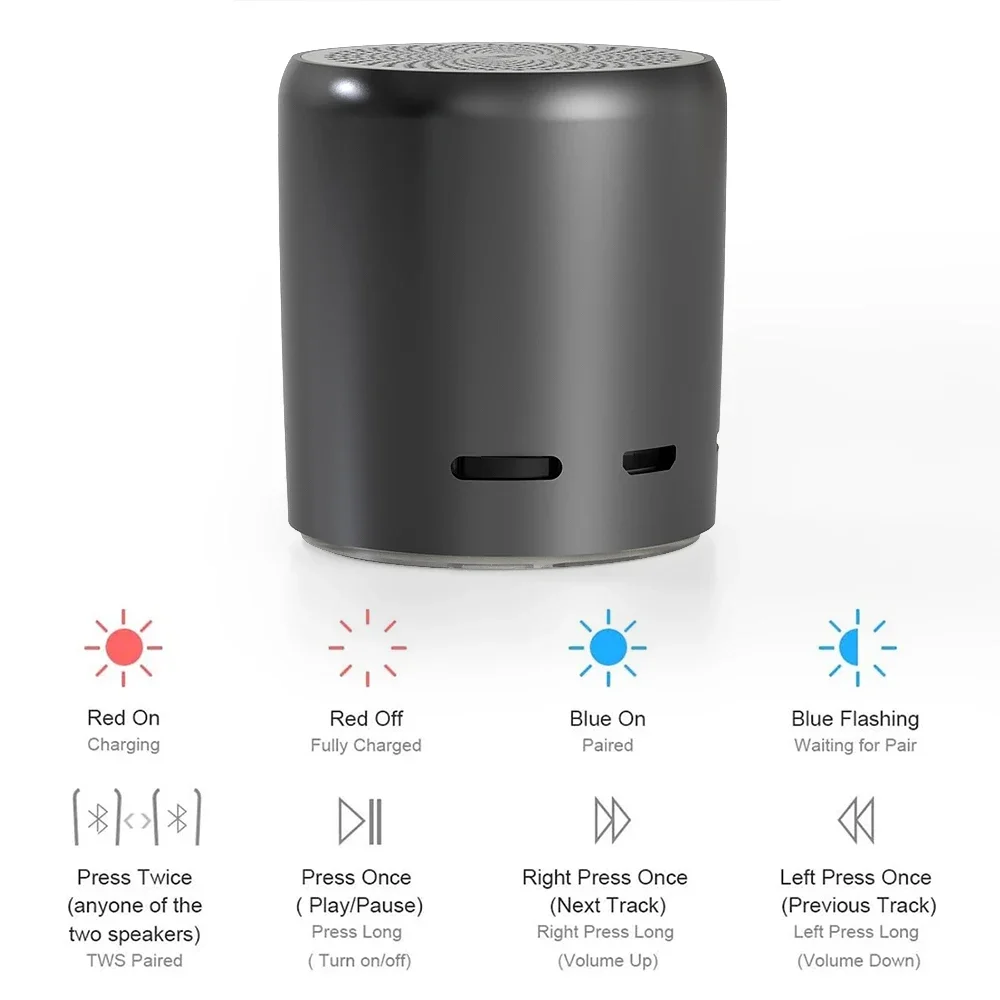 Фото EWA A107S TF Bluetooth-динамик с двумя динамиками, стерео, уличная воспроизведение музыки, портативный металлический сабвуфер, беспроводной динамик №4