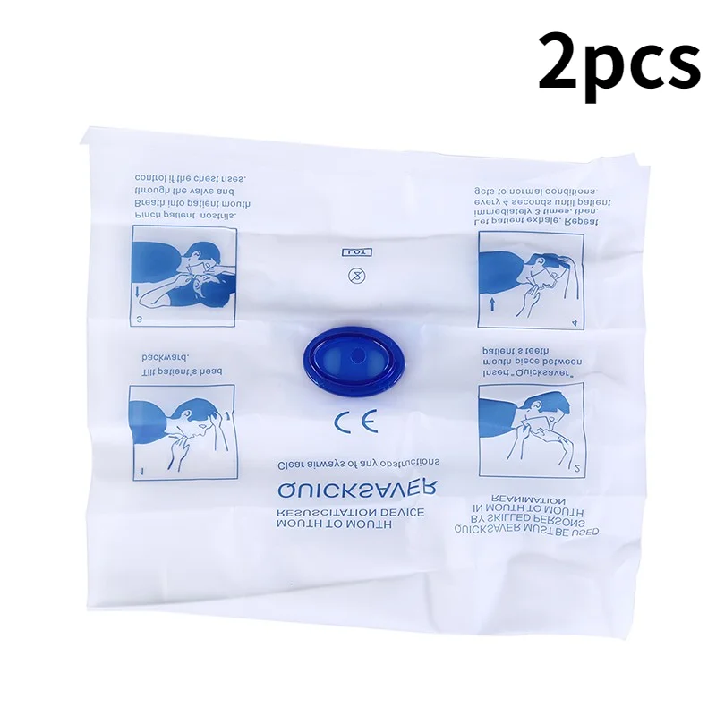 

2pcs Disposable Mouth To Mouth CPR Breathing Mask Emergency One-way Valve Breathing Respirator CPR Mask