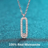 real moissanite necklace 18k rose gold plated sterling silver paper clip pendant chain jewelry gift for women sister wife