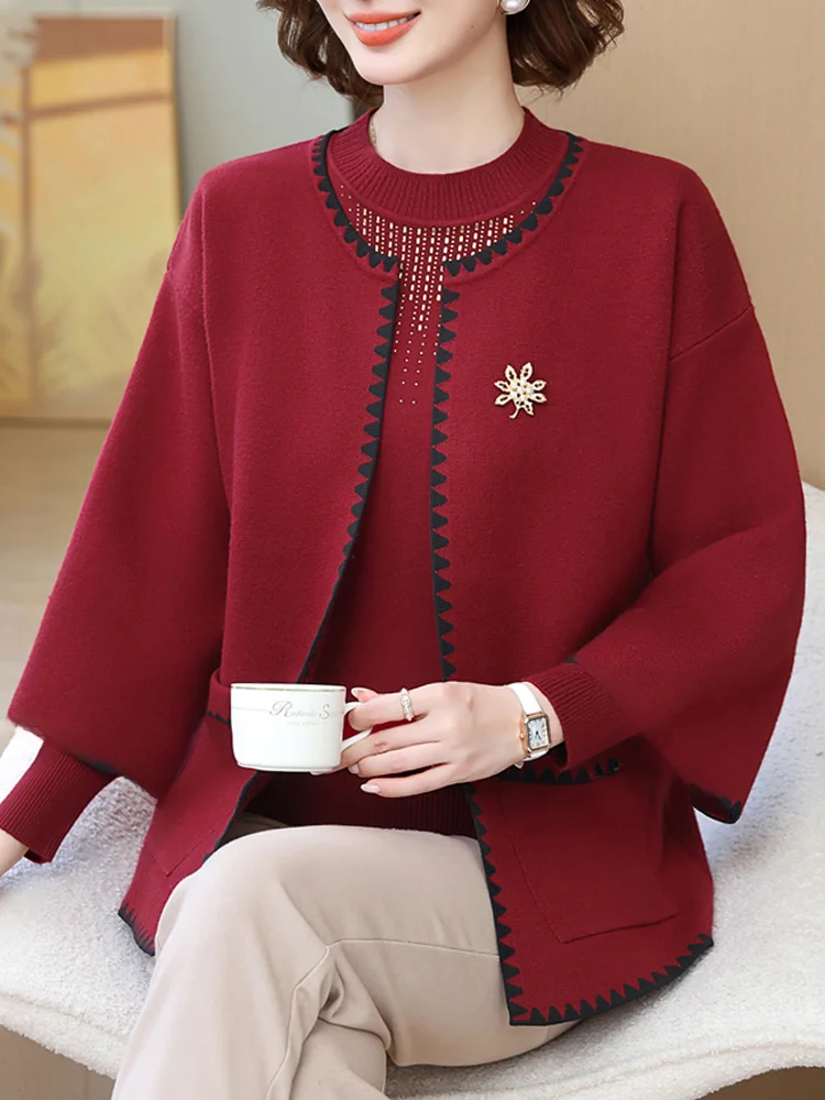Брендовая осенняя одежда для мам верхняя новинка 2024 топ шерстяной свитер женщин