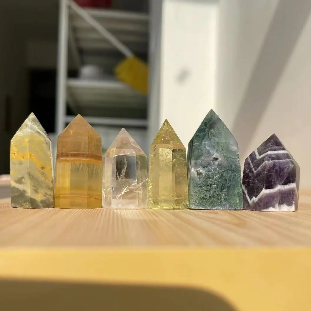 

6 Color Natural Stones and Crystals Point Amethyst Quartz Reiki Healing Stone Tower Obelisk Energy Ore Mineral Home Decor Gift