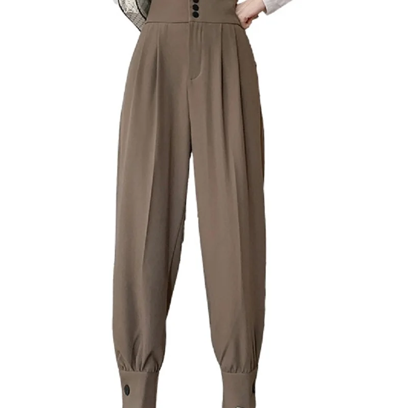 

Wisher&Tong Women Cargo Pants High Waist Solid Female Harem Pants Vintage Korean Fashion Streetwear Trousers Spring 2022