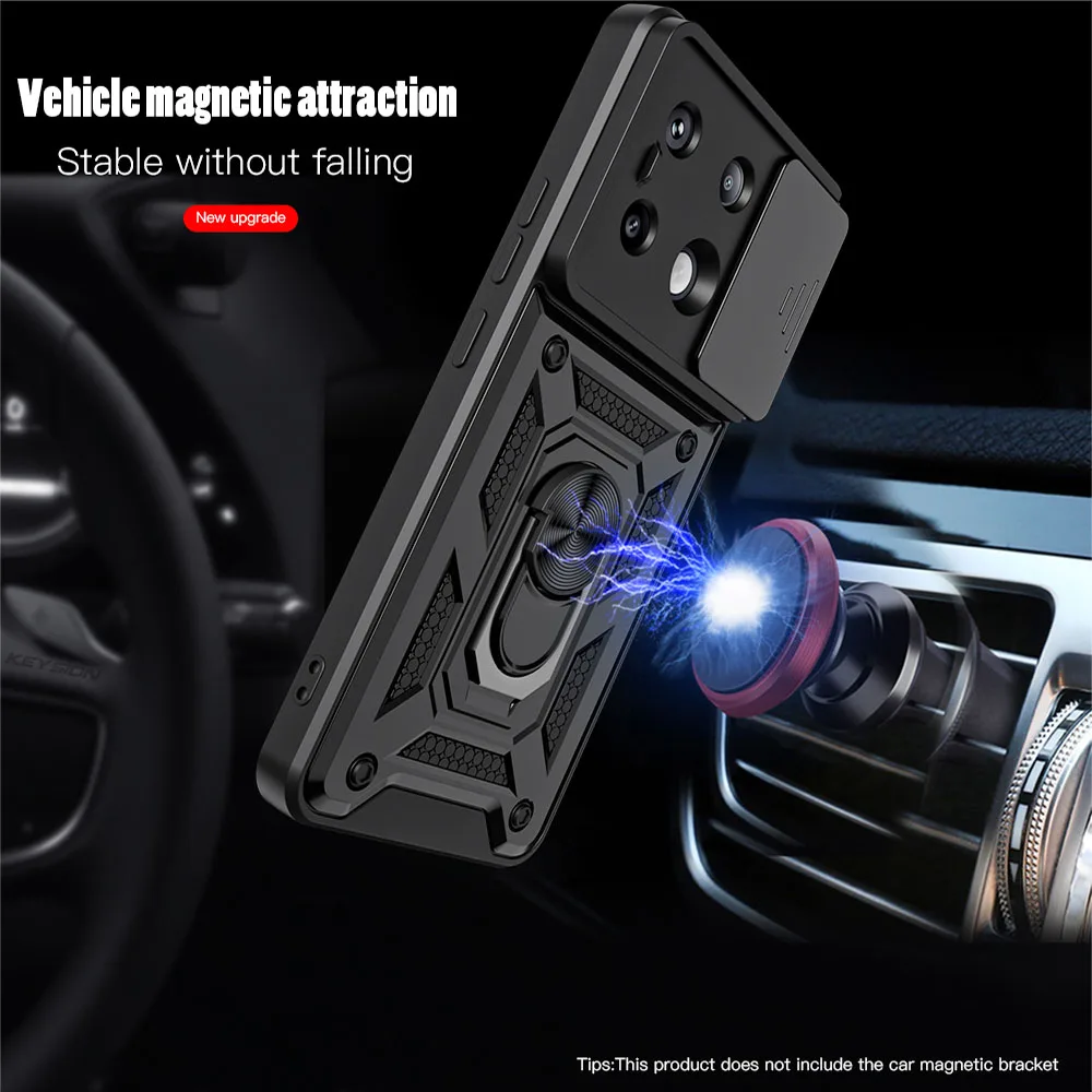 Противоударный чехол KEYSION для Xiaomi POCO X6 Pro M6 защитный с кольцом камеры телефона Redmi