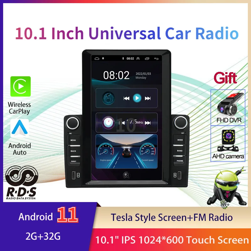 

10.1 Universal Auto Stereo Radio Multimedia Player 2 Din Android Tesla Style Car GPS Navigation For Nissan Hyundai Kia Toyota