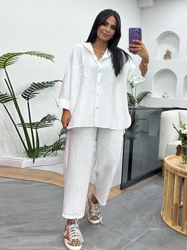 Осенняя новинка свободная рубашка с капюшоном и длинными рукавами укороченные