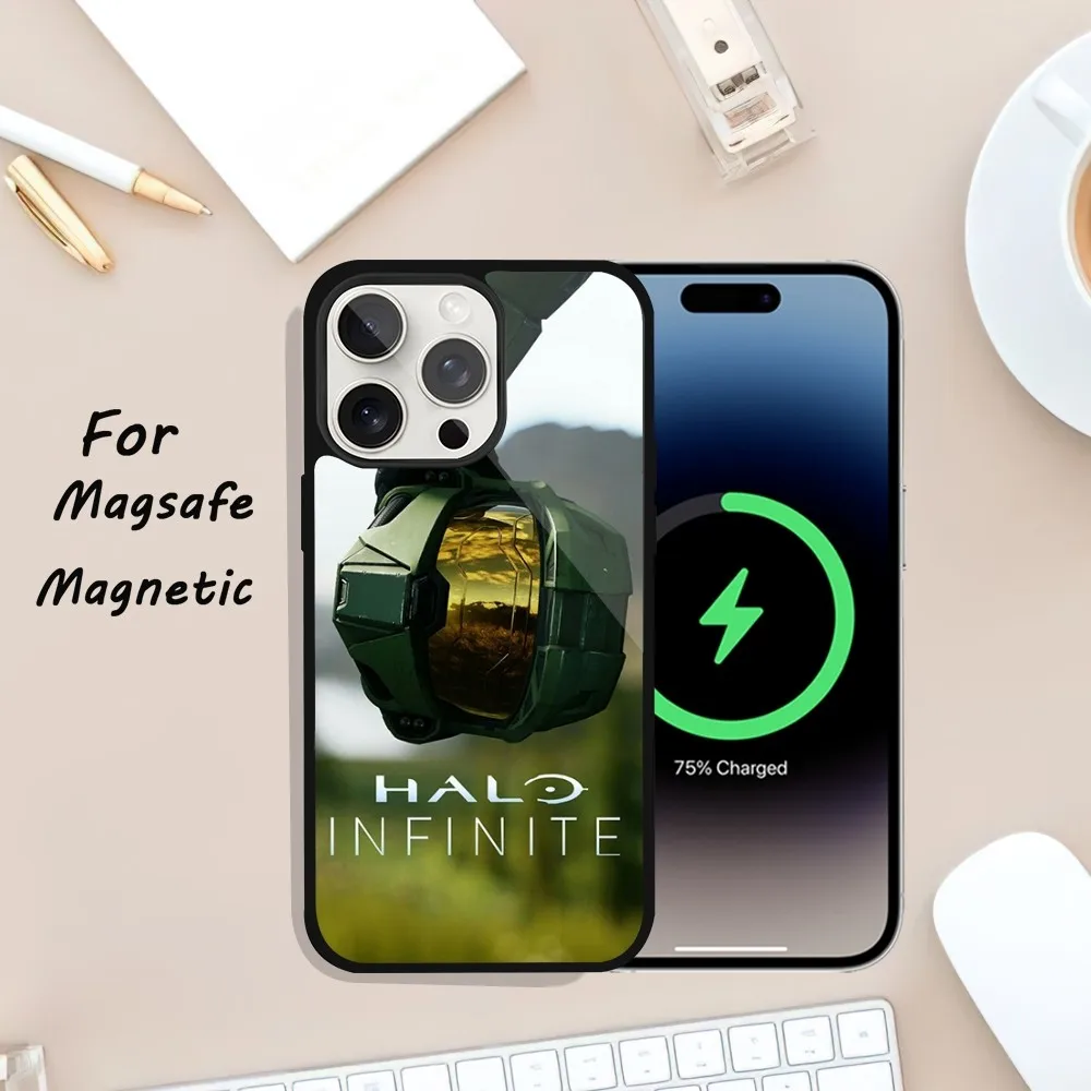 Чехол Для Телефона Game H-Halo I-Infinite iPhone 11/12/13/14/15 Series Pro Max Magsafe Совместимый С