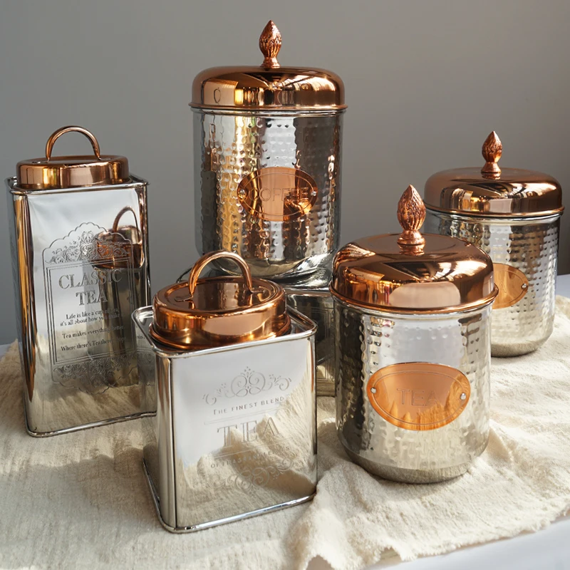 

American Metal Glass Storage Jar Coffee Tea Tin Kitchen Utensils Table Decoration Kitchen Decoration A Gift Food Container Jar