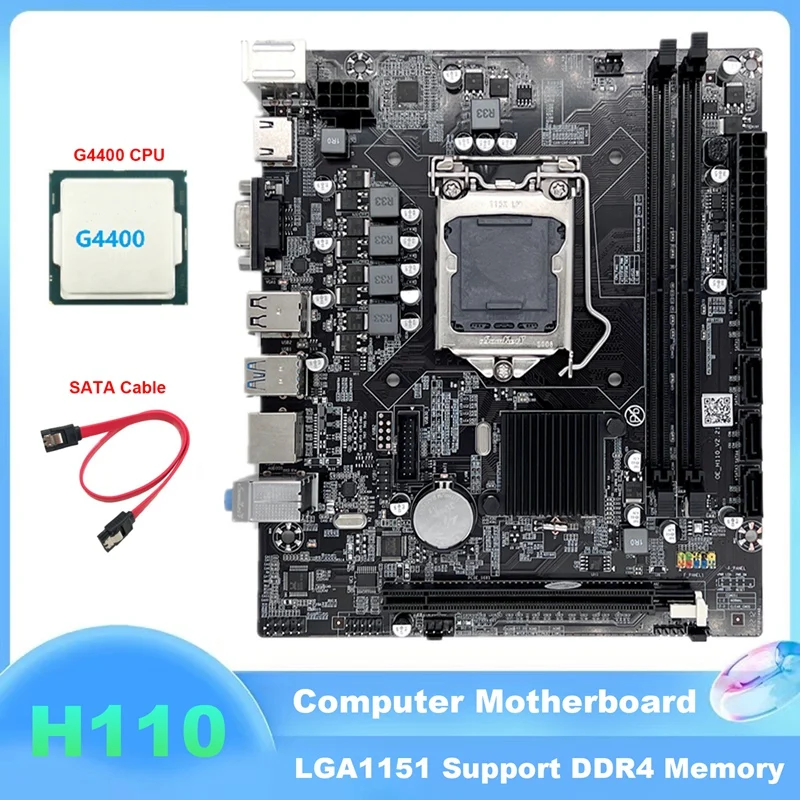 

H110 Computer Motherboard LGA1151 Supports Celeron G3900 G3930 CPU Supports DDR4 Memory With G4400 CPU+SATA Cable