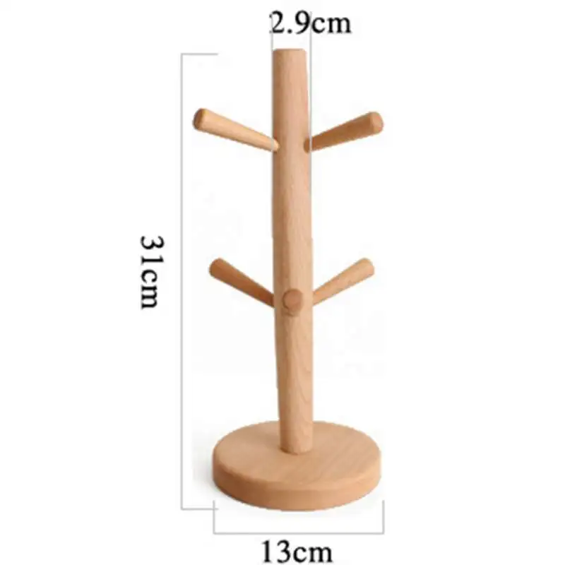 Japanese Style Wooden Detachable Drainage Cup Holder Home Decor Desktop Organizing Tree Shape Tea Coffee Cup Mug Hoooks images - 6