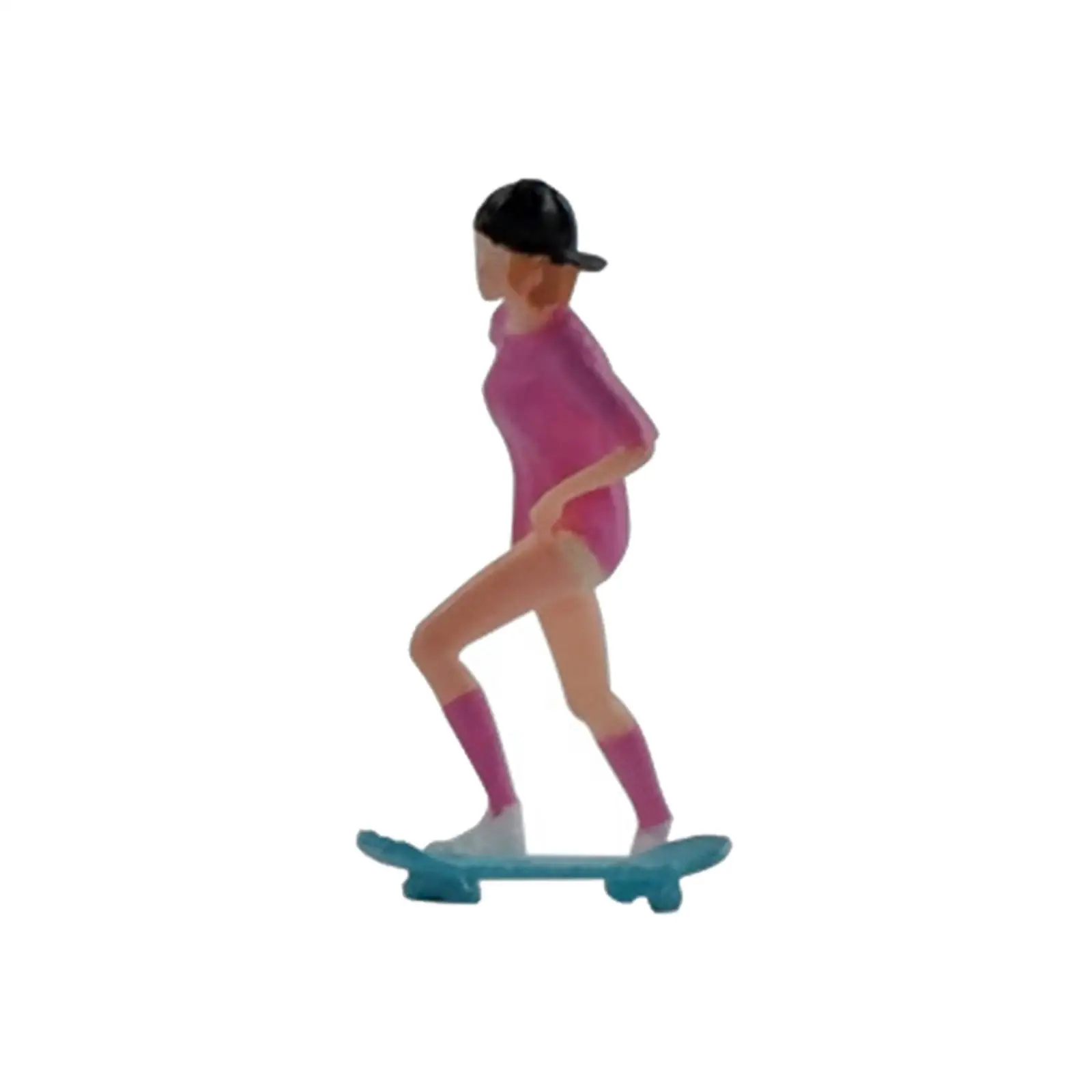 

Resin 1/64 Figures Skateboard Girl People for Building Set Railway Layout S Scale