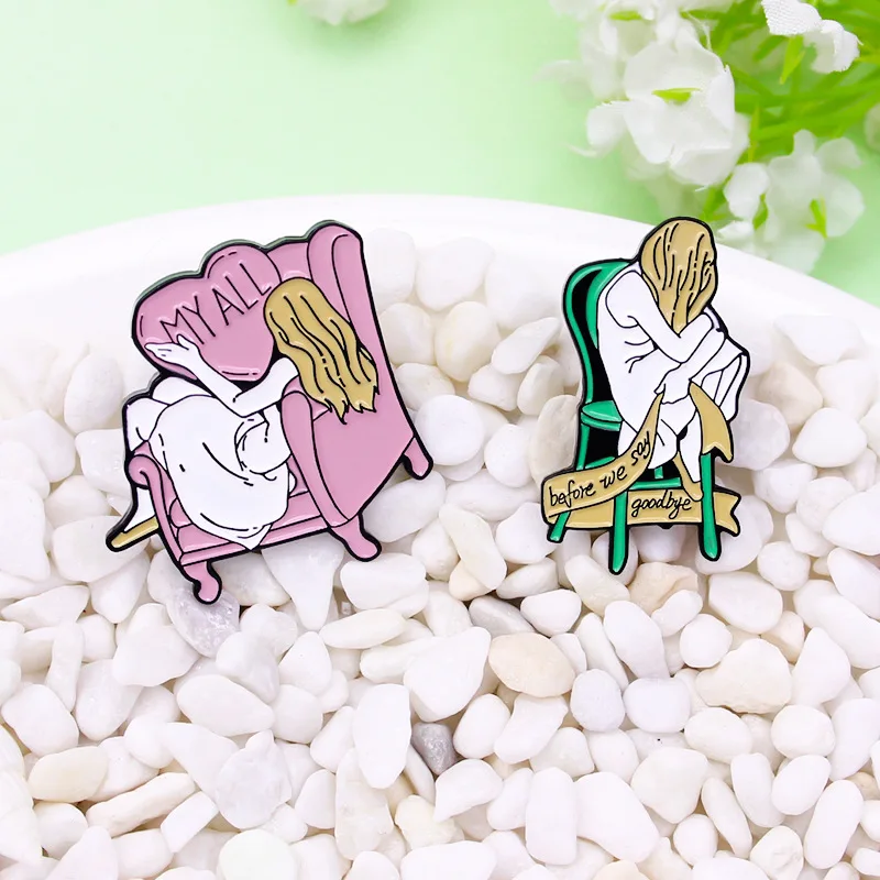 

MIX DESIGNS Fall in Love Girl Enamel Label Pin Collar Brooches Shirt Skirt Pin Bags Badges WHOLESALE