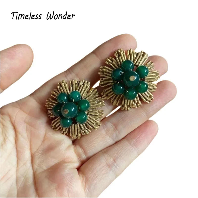 Женские серьги-гвоздики с геометрическим стеклом в винтажном стиле