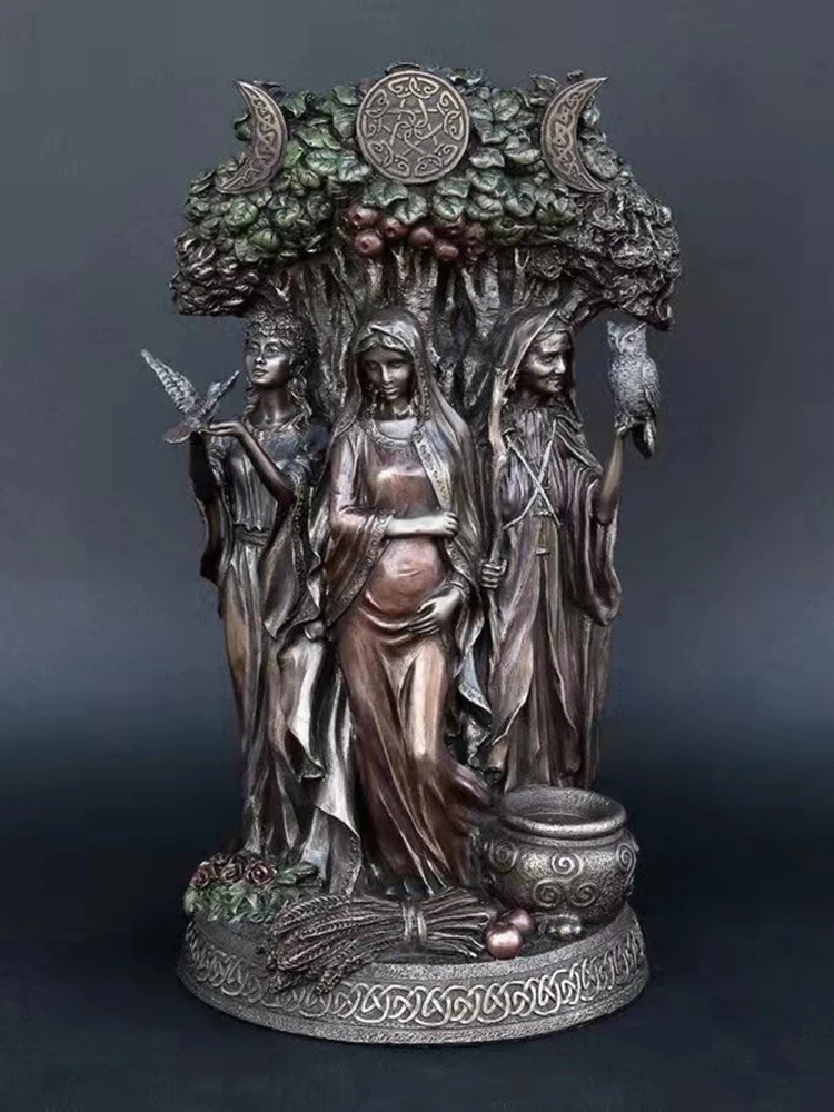 

Greek Religion Celtic Dandu Triple Goddess Resin Art Figurine Ancient Greek Religious Hecate Goddess Sculpture Desktop Decor