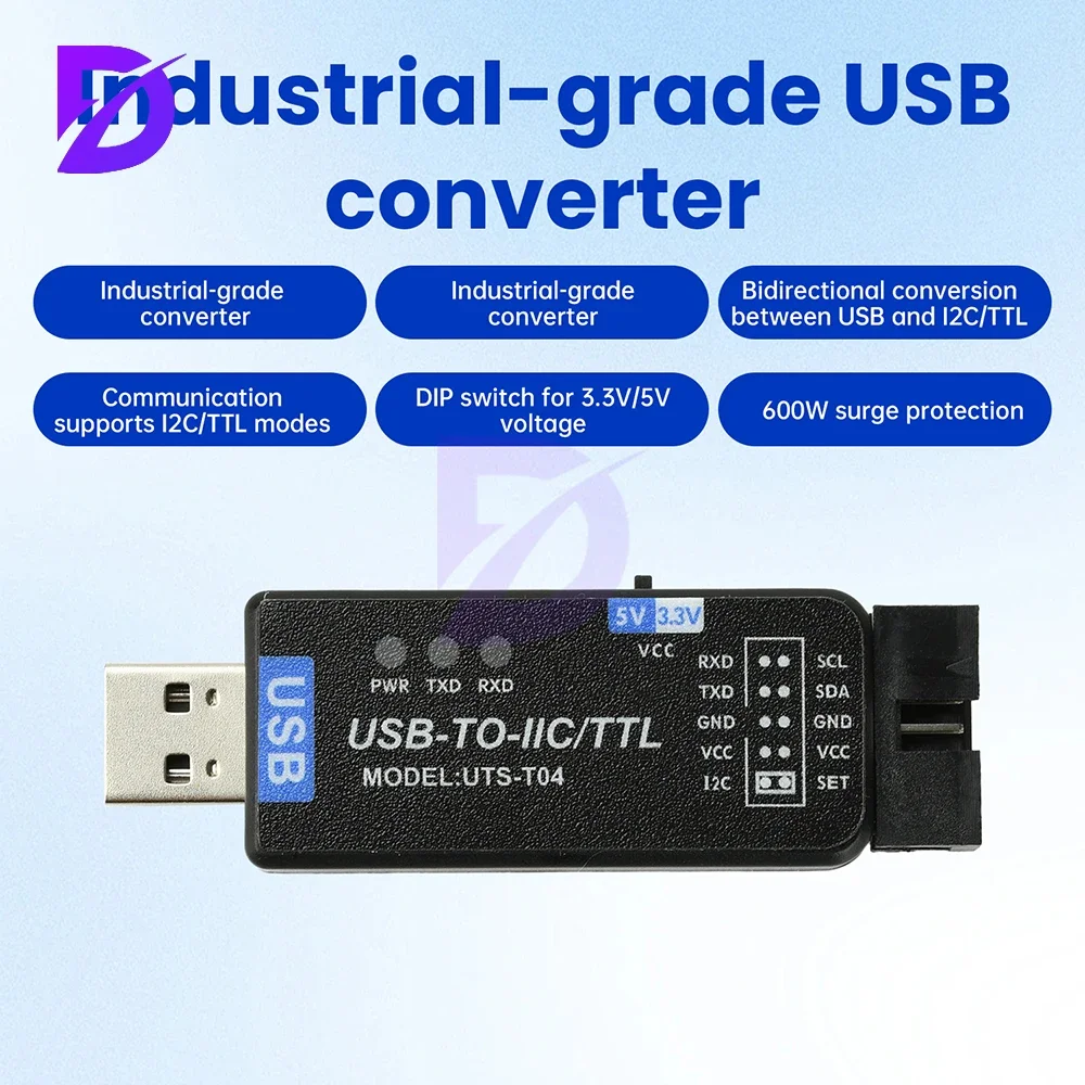 Фото USB-IC2 IIC/TTL Последовательный порт Uart Коммуникационный модуль 2-в-1 Ch341T Последовательный порт Мигающий загрузчик №3