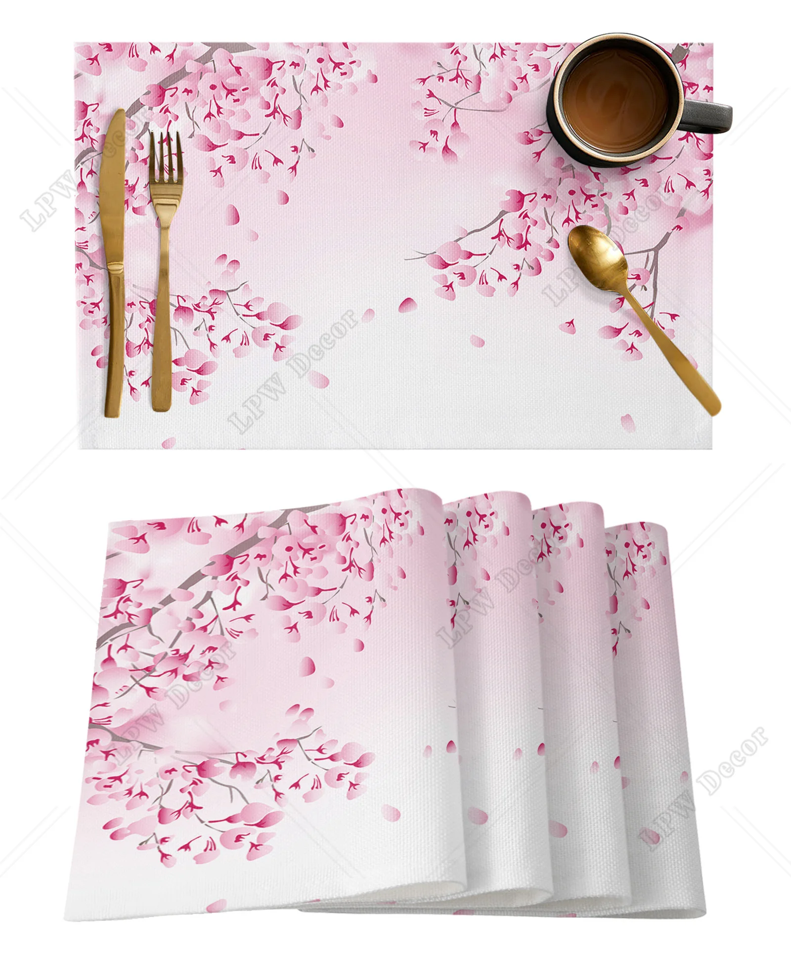4/6 шт. подстилка в японском стиле с текстурой сакуры кухонная домашний декор