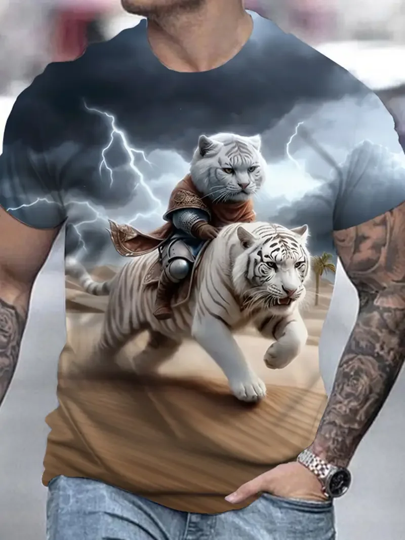 Мужская футболка с 3D принтом кота