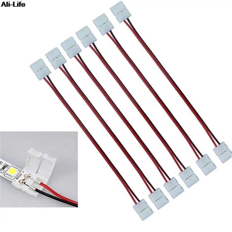 

10Pcs/lot PCB Cable 2 Pin LED Strip Connectors 3528/5050 8mm/10mm Width PCB Ribbon Single Double Head Adapter Wholesale