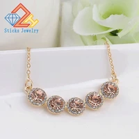 new crystal statement necklaces for women fashion gold color opal flower pendants female choker jewelry