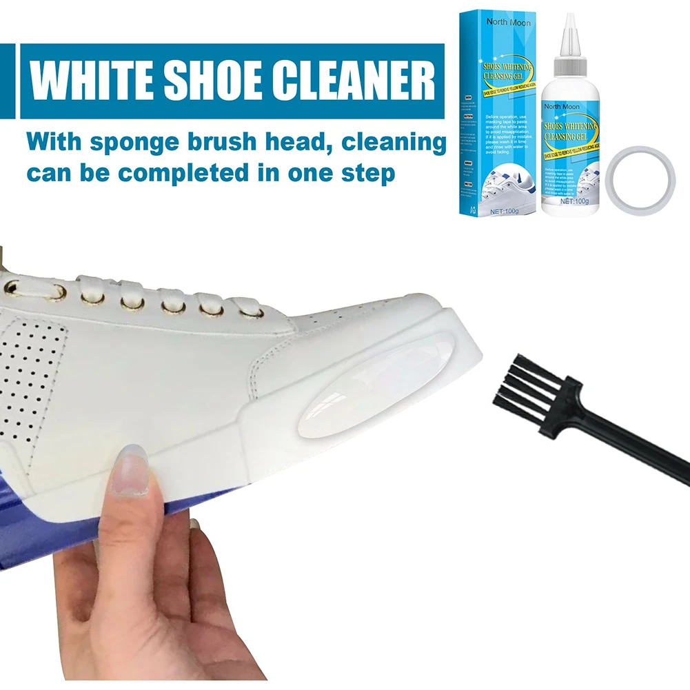 

30ml White Shoe Whitening Cleaner Kit Footwear Fitness Running Sports White Sneakers Decontamination Care Edge Tool With Brush