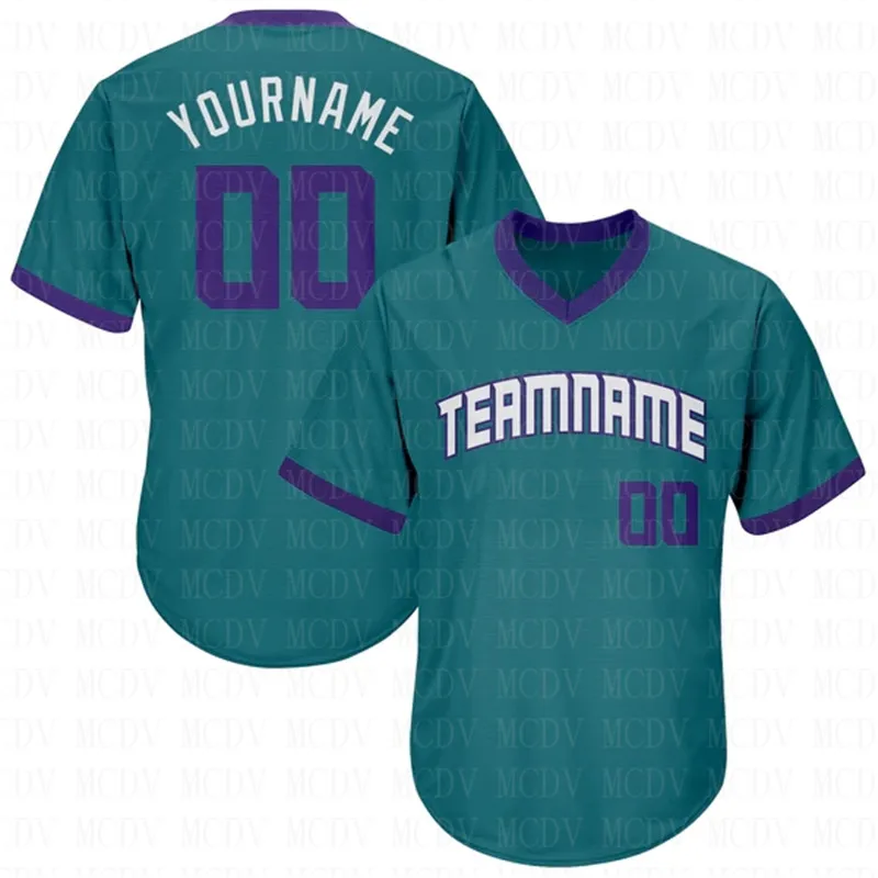 

Custom Aqua Purple-White Authentic Throwback Rib-Knit Baseball Jersey 3D Printed Shirt Casual Team Shirts Hip Hop Unisex Tops