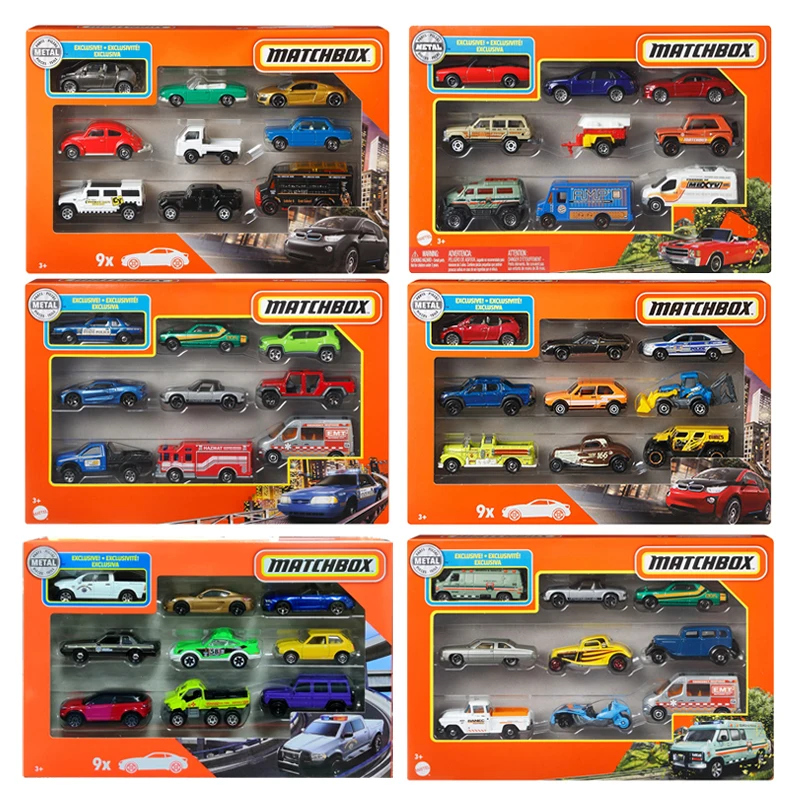 

Matchbox 9 Car Gift Pack X7111 Ford Rally Car Simulation alloy car 1:64 Metal Diecast Model Car Set Boys Gift