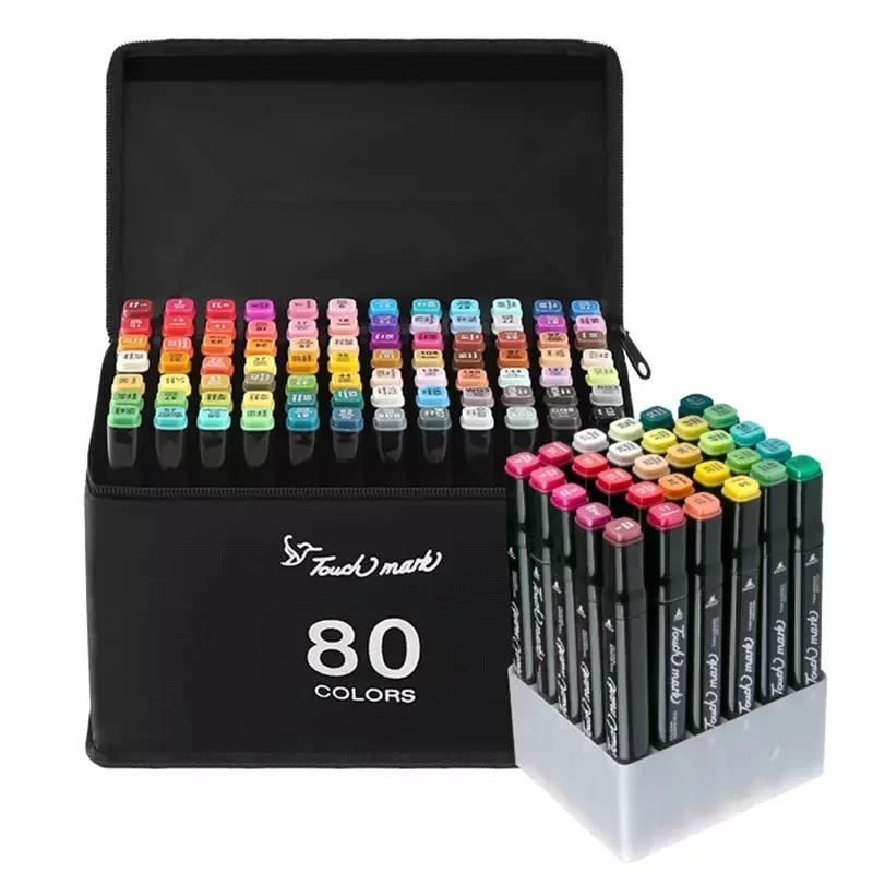 

Set of double graphic markers for drawing sketching creativity needlework artists children 36 48 60 80 pcs