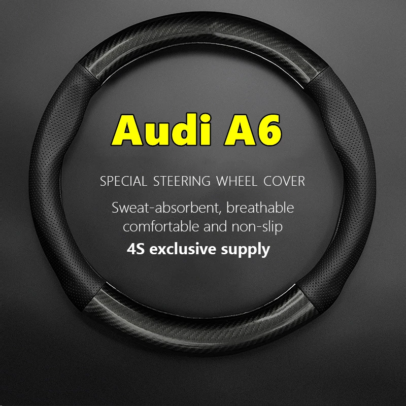 

Fiber Leather For Audi A6 Steering Wheel Cover Fit Avant 35 40 55 TFSI 3.0T Allroad Quattro 2017 2018 2020 2021 2022 2023