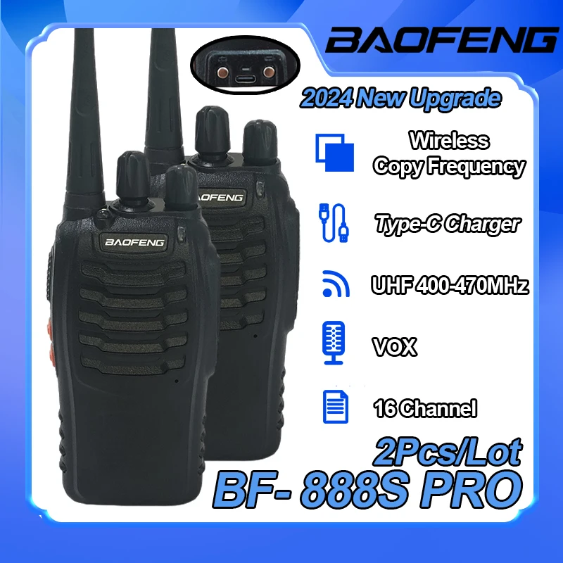 Портативное Радио Baofeng BF-888S Pro Беспроводная Репликация Зарядка Типа C UHF-рация