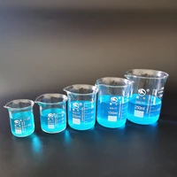 5pcsset 25ml50ml100ml150ml250ml borosilicate glass low form beaker chemistry lab heavy wall