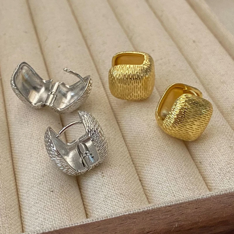 

Fashion Jewelry Metallic Square Back Front Stud Earrings For Women Girl Hot Sale Trend Accessories Party Gifts Dropshipping