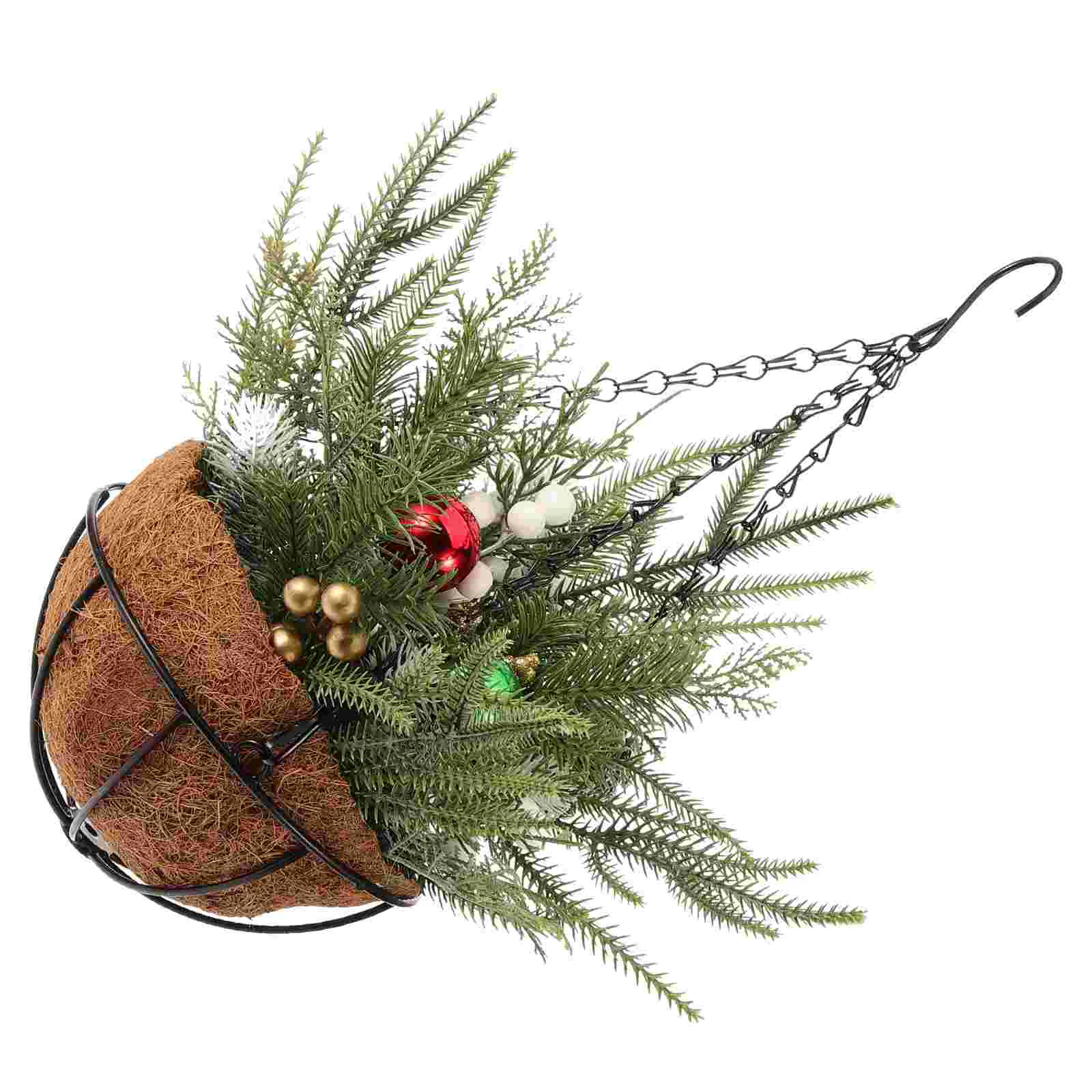 

Christmas Hanging Basket outside Decor for Porch Baskets Outdoors Locket Berry Xmas Artificial