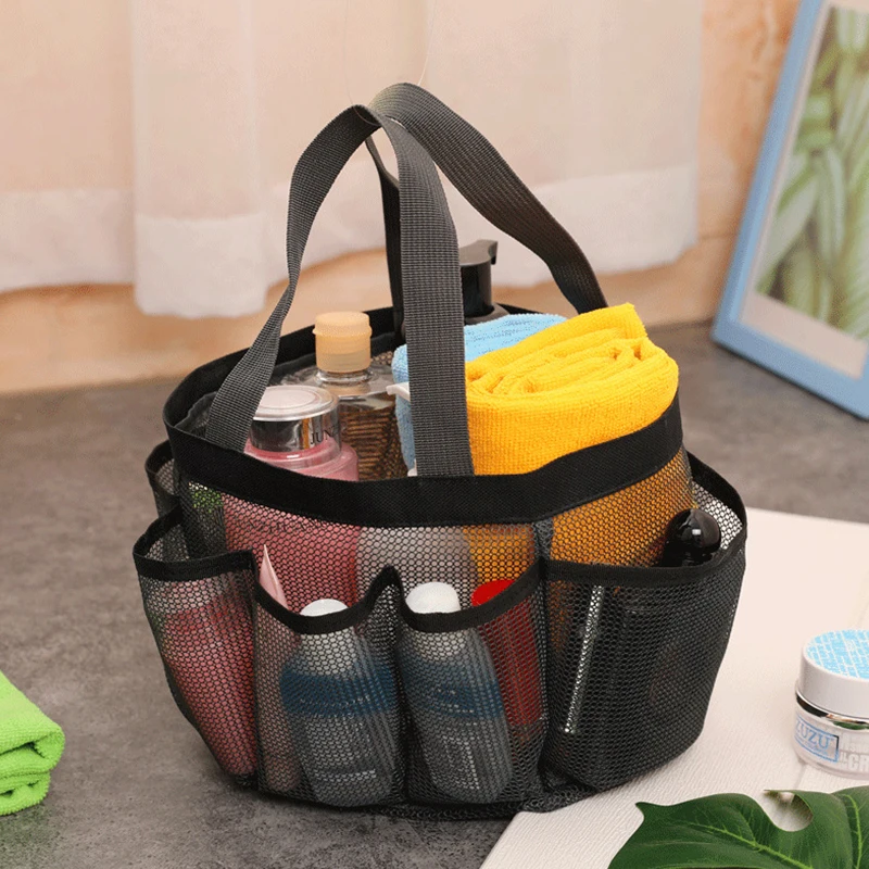 

Men's Portable Mesh Shower Caddy Quick Dry Shower Tote Hanging Bath Toiletry Organizer Bag 7 Storage Pockets Double Handles 1PC