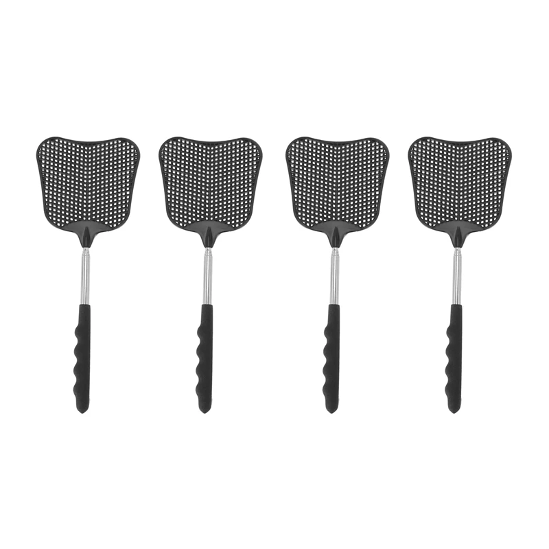 

Mosquito And Fly Killing Plastic Fly Swatter Retractable Stainless Steel Rod (4 Pack)