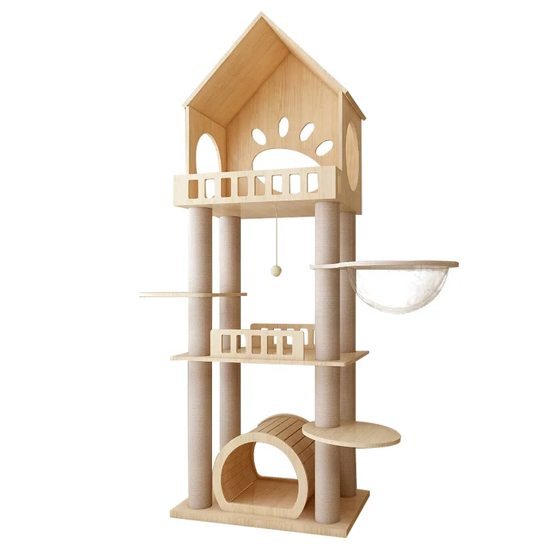 

High Quality Large Solid Wood Cat Climbing Frame Scratcher Cat Tree