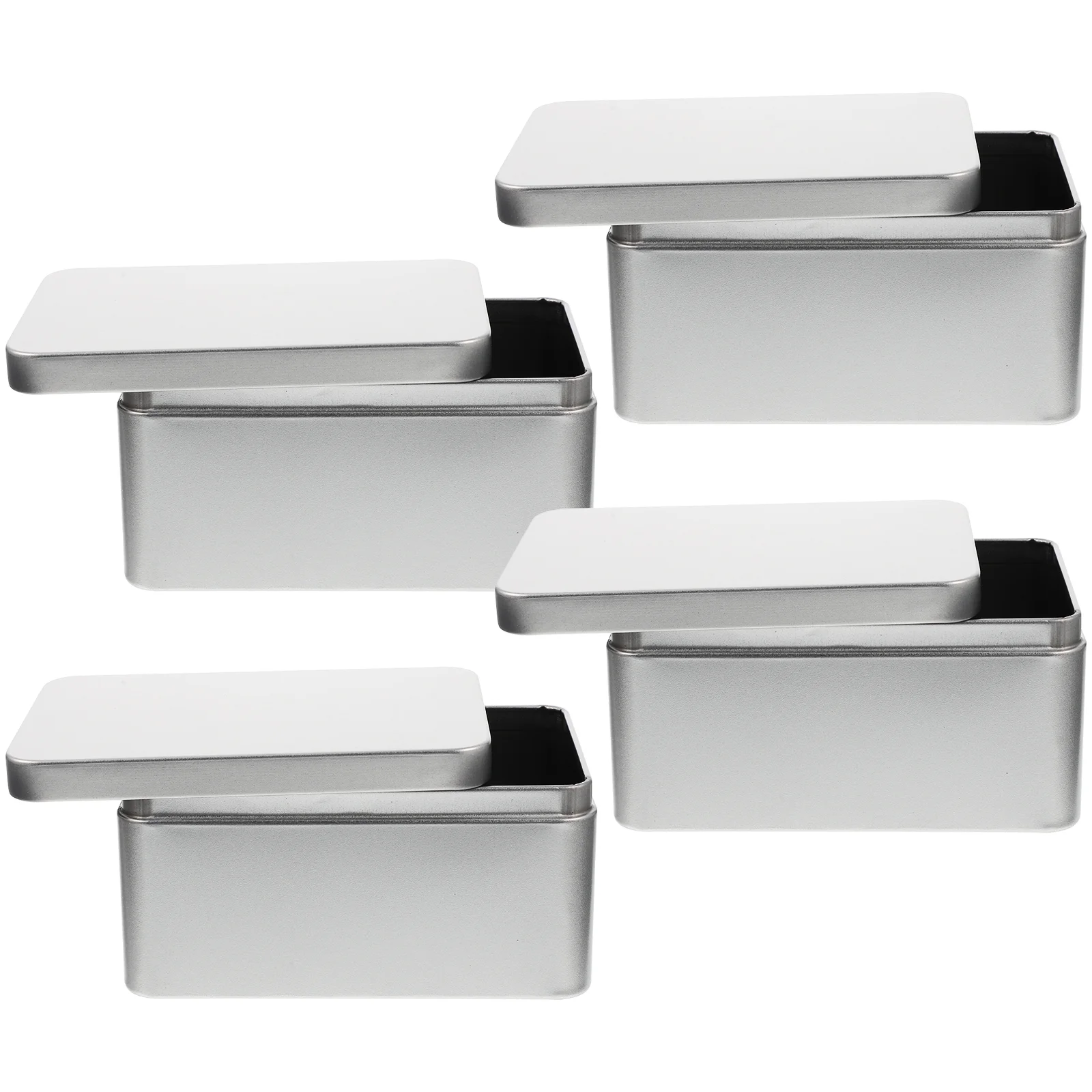 

4 Pcs Box Cookie Container Small Metal Tin Containers Lids Candy Containers Tinplate Gift Box Candy Box Square Aluminum Box