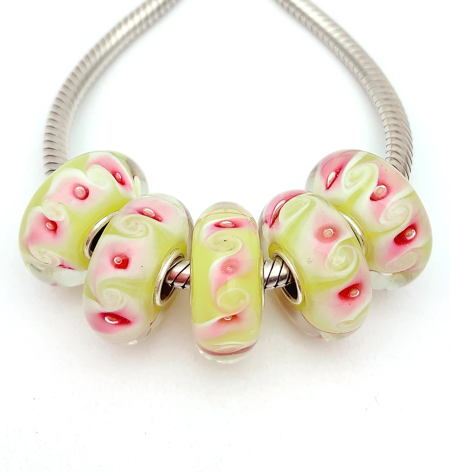 

YG815 5X 100% Authenticity S925 Sterling Silver Beads Murano Glassbeads NEW Fit European Charms Bracelet Diy Jewelry Lampwork