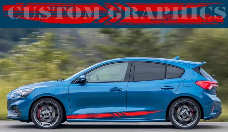 

2X Side door stripe vinyl decal graphic sticker Kit Compatible with Focus ST 2020