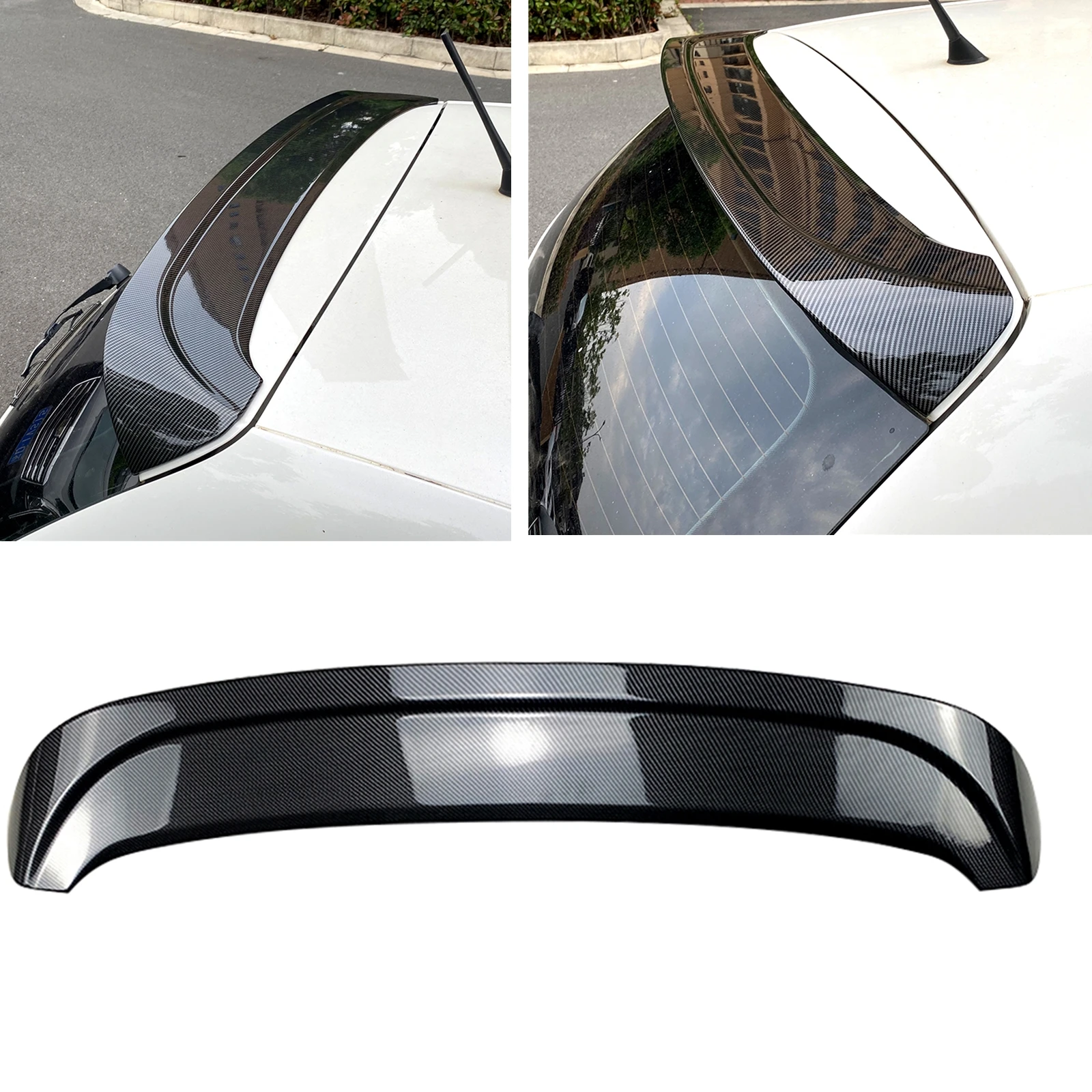 

For Volkswagen VW Polo MK5 6R 6C 2009-2017 GTI Style Rear Roof Spoiler Wing Carbon Fiber Look Car Trunk Lid Decklid Splitter Lip